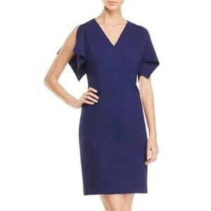 NWT Elie Tahari Lourdes Cold-Shoulder Navy Blue Dress from Neiman Marcus